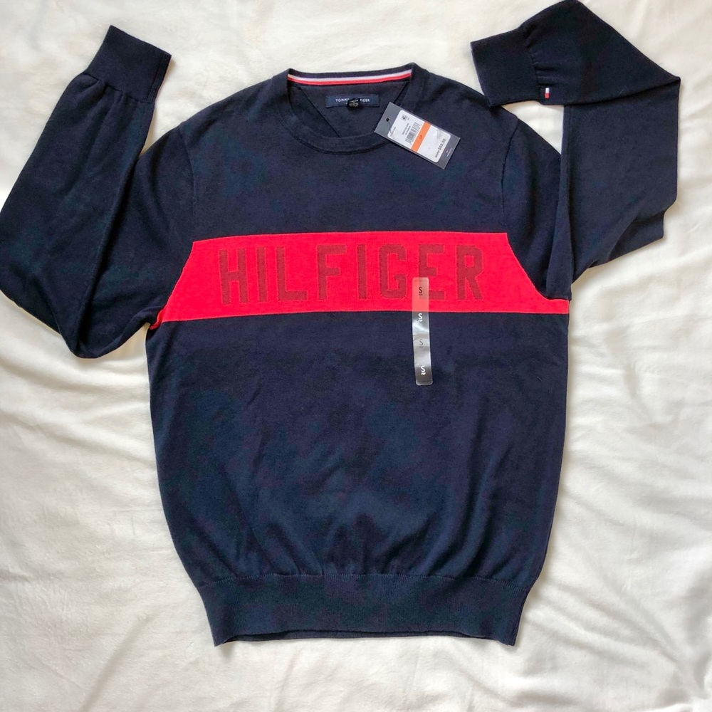 NWT TOMMY HILFIGER MENS LIGHTWEIGHT LOGO SWEATER - Picture 6 of 10